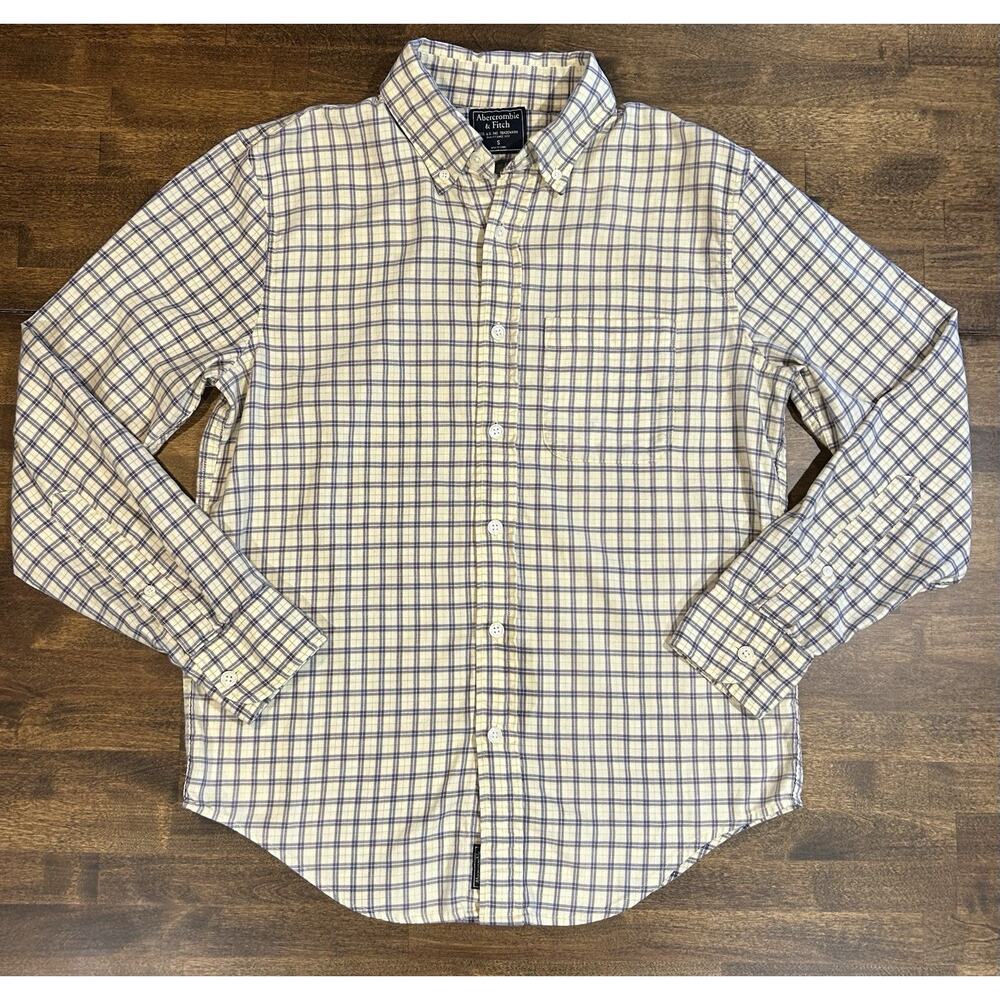 Abercrombie Fitch Men’s Flannel Shirt S Khaki Navy